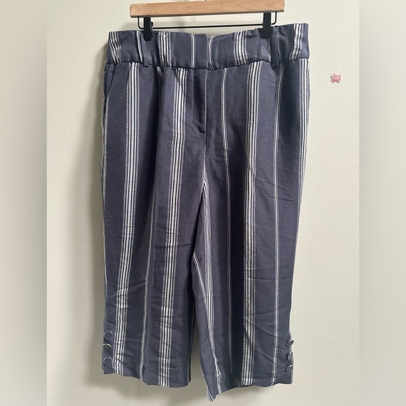 NEW Lane Bryant ‘The Laney’ Slate Blue Stripe Crop High Rise Wide Leg Pants 16 - Picture 2 of 9